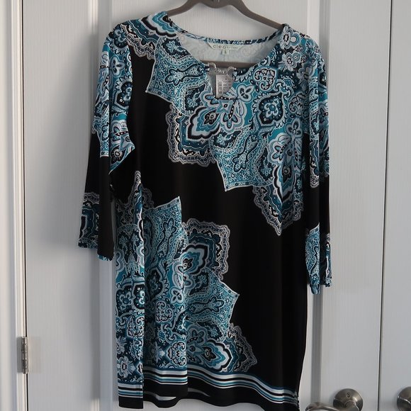 🆕 Cleo Tunic Top V Neck Petites Plus Size XL NWT